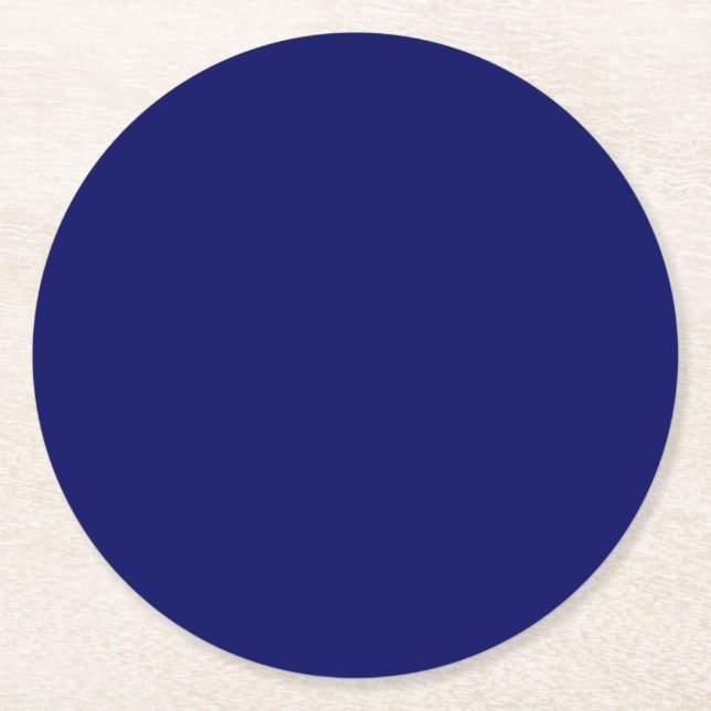 Dark Navy Solid Colour Round Paper Coaster (Front)