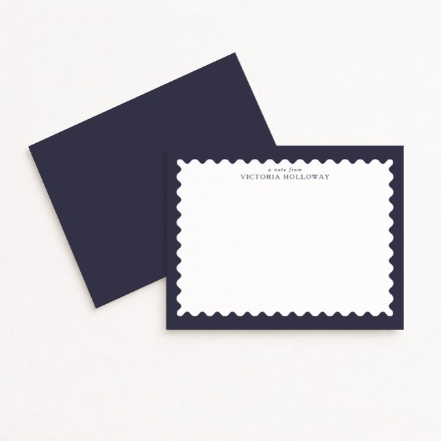 Dark Navy Stamp-Inspired Border Note Card (Creator Uploaded)
