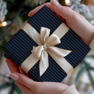 Dark Navy Striped Wrapping Paper