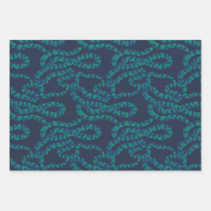 Dark Navy & Turquoise Green Snake Wrapping Paper Sheet