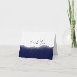 Dark Navy Watercolor Thank You Card