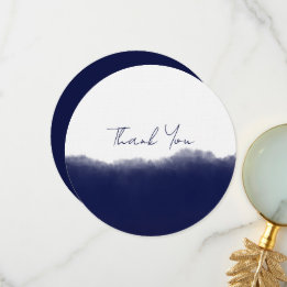 Dark Navy Watercolor Thank You Card