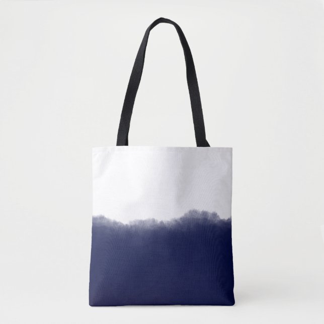 Dark Navy Watercolor Tote Bag (Front)