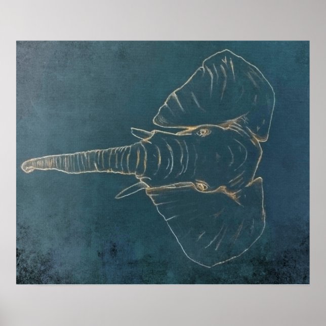 Dark Neon Elephant Poster (Front)