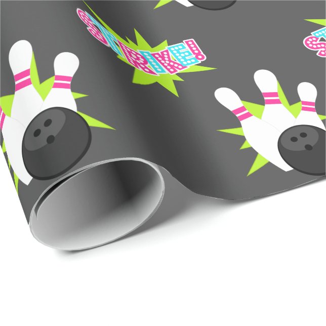 Dark Neon Moonlight Bowling Wrapping Paper (Roll Corner)