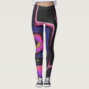 Dark neon rainbow Hanukkah dreidel Leggings