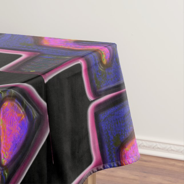 Dark neon rainbow Hanukkah dreidel Tablecloth (In Situ)