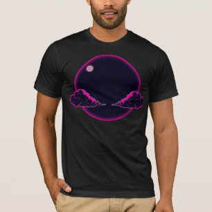 Dark Night Aesthetic Pink Clouds Moon Design T-Shirt