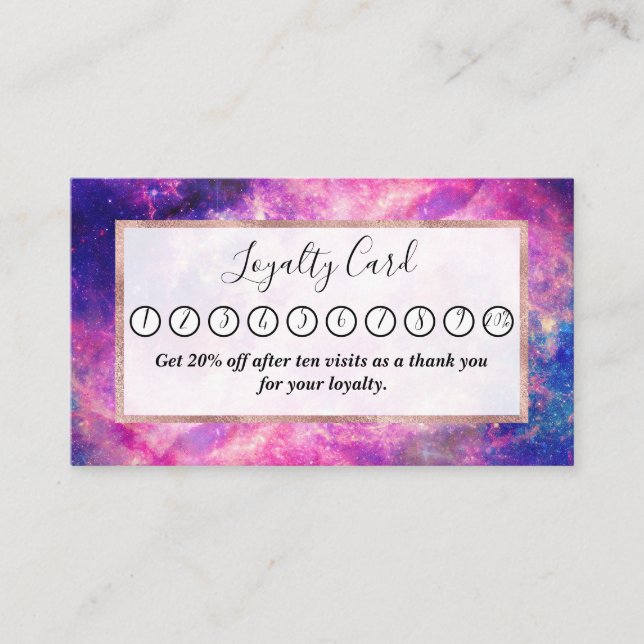 Dark Night Gradient Galaxy Glowing Zodiac Starry S Loyalty Card (Front)