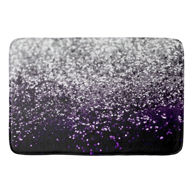 Dark Night Purple Black Silver Glitter #1 #shiny Bath Mat (Front)