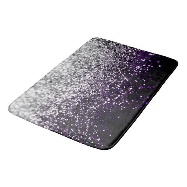 Dark Night Purple Black Silver Glitter #1 #shiny Bath Mat (Angled)