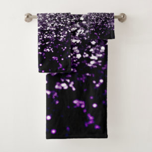 Dark Night Purple Black Silver Glitter #1 #shiny Bath Towel Set