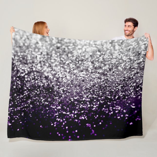 Dark Night Purple Black Silver Glitter #1 #shiny Fleece Blanket (In Situ)