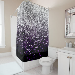 Dark Night Purple Black Silver Glitter #1 #shiny Shower Curtain