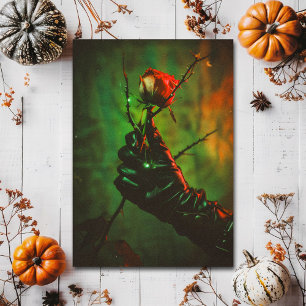 Dark Occult Gothic rose in hand with thorns Postcard