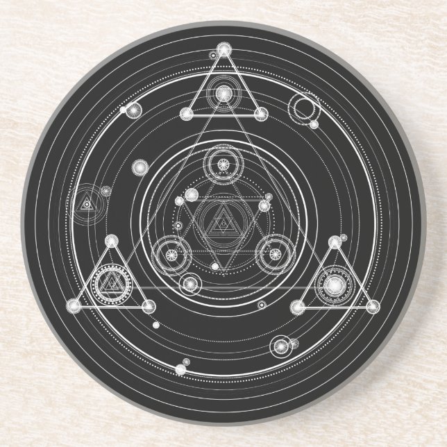 Dark occult style sacred geometry coaster (Front)