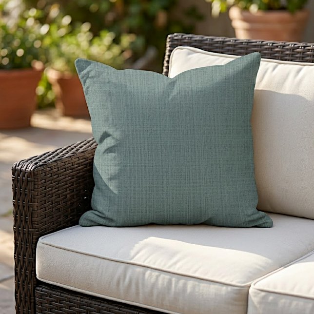 Dark Ocean Seafoam Green Blue Grey Weave Pattern Cushion (Creator Uploaded)