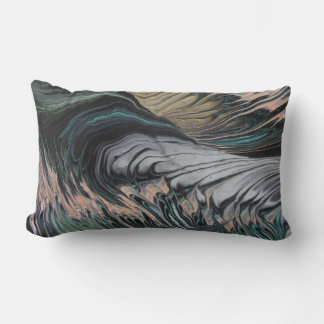 Dark Ocean Wave Fluid Art Decorative Throw Pillow