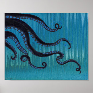 Dark Octopus Tentacles Acrylic Painting Poster