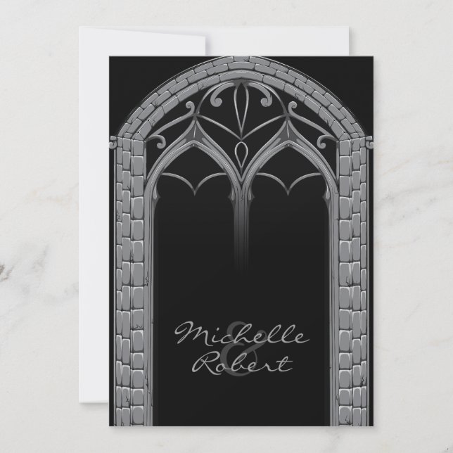 Dark Offbeat Gothic Themed Wedding Invitation (Front)