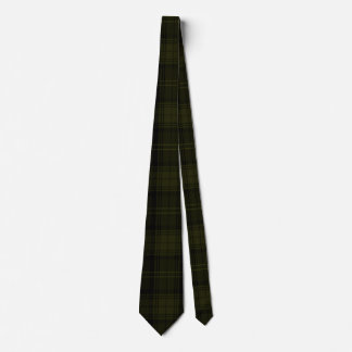 Dark Olive, Black, and Deep Green Tartan Pattern Tie