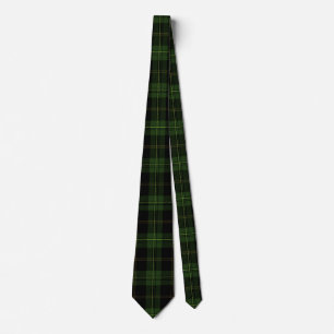 Dark Olive Green and Black Tartan Plaid Pattern Tie