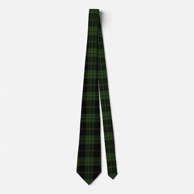 Dark Olive Green and Black Tartan Plaid Pattern  Tie (Front)
