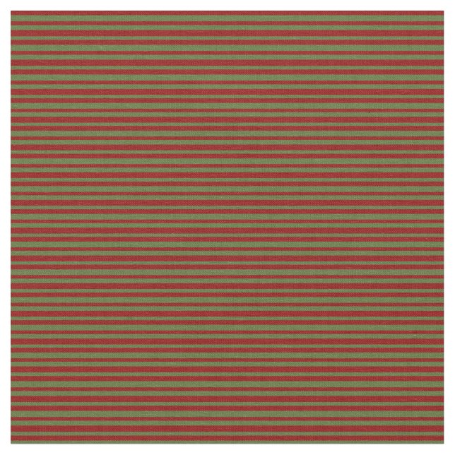 Dark Olive Green and Dark Red Pattern of Stripes Fabric (Close Up)