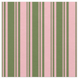 Dark Olive Green and Light Pink Coloured Lines Fabric