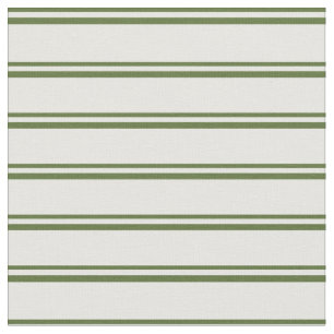 Dark Olive Green and Mint Cream Coloured Stripes Fabric