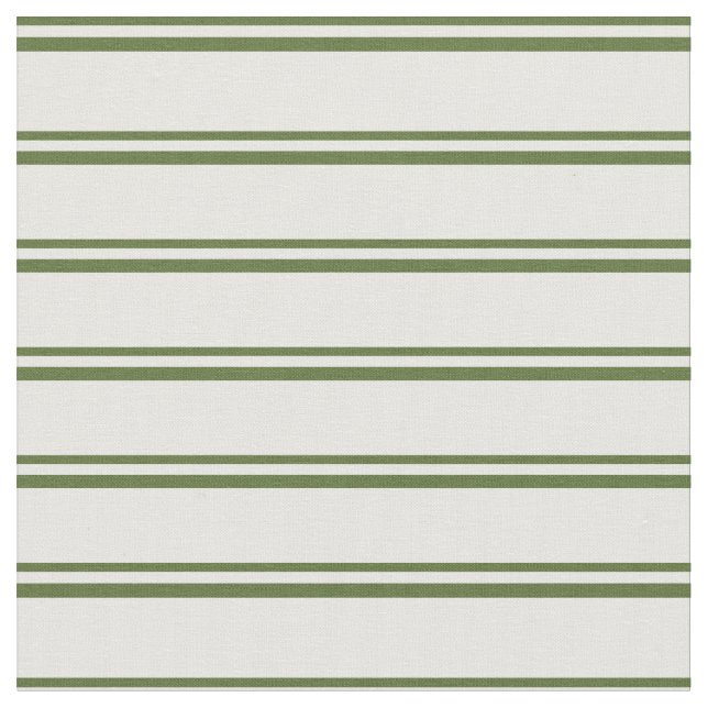 Dark Olive Green and Mint Cream Coloured Stripes Fabric (Close Up)