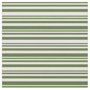 Dark Olive Green and Mint Cream Lined Pattern Fabric