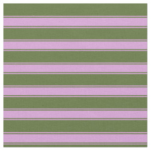 Dark Olive Green and Plum Stripes Pattern Fabric