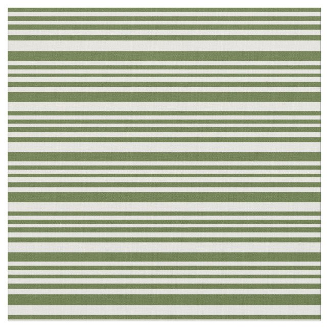 Dark Olive Green and White Coloured Stripes Fabric (Close Up)