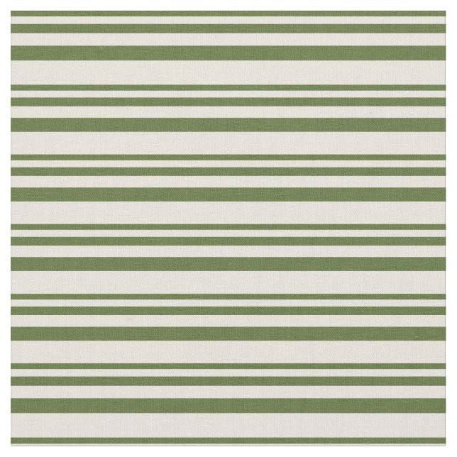 Dark Olive Green & Beige Stripes Fabric (Close Up)