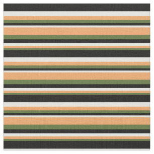 Dark Olive Green, Brown, White & Black Pattern Fabric