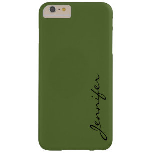 Dark olive green colour background barely there iPhone 6 plus case
