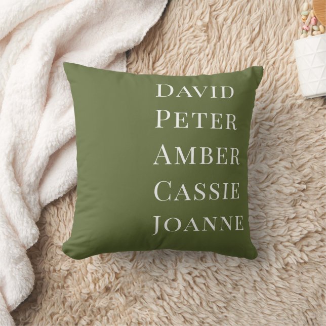 Dark Olive Green Custom Family Kids Names Cushion (Blanket)