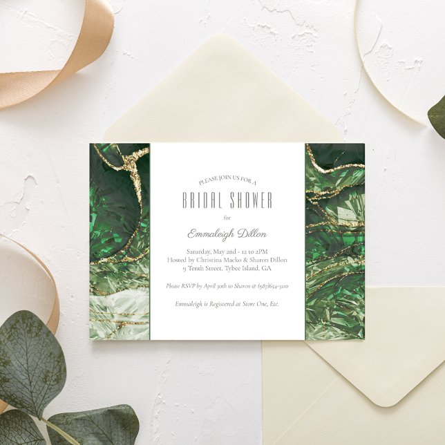 Dark Olive Green Emerald Gemstone Bridal Shower Invitation (Creator Uploaded)