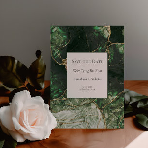 Dark Olive Green Gemstone Save the Date Postcard