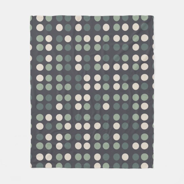 Dark Olive Green Geometric Pattern  Boho Fleece Blanket (Front)