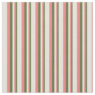 Dark Olive Green, Light Coral & Beige Coloured Fabric