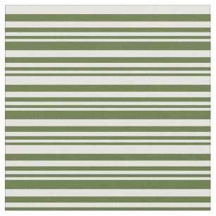 Dark Olive Green & Mint Cream Coloured Lines Fabric