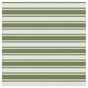Dark Olive Green & Mint Cream Stripes Fabric