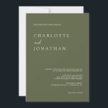 Dark Olive Green Modern Elegant Wedding Invitation<br><div class="desc">Dark Olive Green Modern Elegant Wedding Invitation</div>