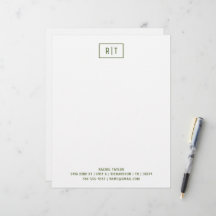 Dark Olive Green Modern Monogram Simple