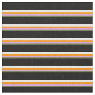 Dark Olive Green, Plum, Dark Orange, White & Black Fabric