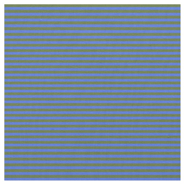 Dark Olive Green & Royal Blue Striped Pattern Fabric (Close Up)