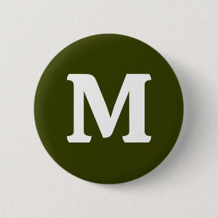 Dark olive green solid colour 6 cm round badge