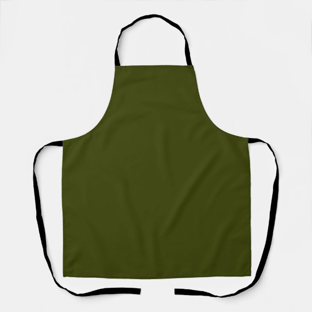 Dark olive green solid colour apron (Front)